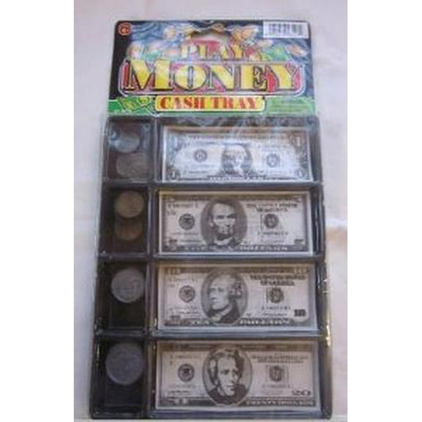 Jaru 3128 Play Money Cash Tray 20 Coins and 20 Bills Kids Pretend Toy