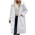 thumbnail image 4 of TKLPEHG Long Winter Coats For Women Warm Oversized Fleece Puffer Jackets Long Sleeve Warm Down Outerwear With Hood (White,S), 4 of 9
