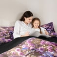 thumbnail image 4 of Castle Fairy Purple Motorcycle Full Size Comforter Sets 3 Pieces for Teens, Rose Garden Art Bedding Sets for Bedroom, Purple Pink,Black Reversible, 4 of 6