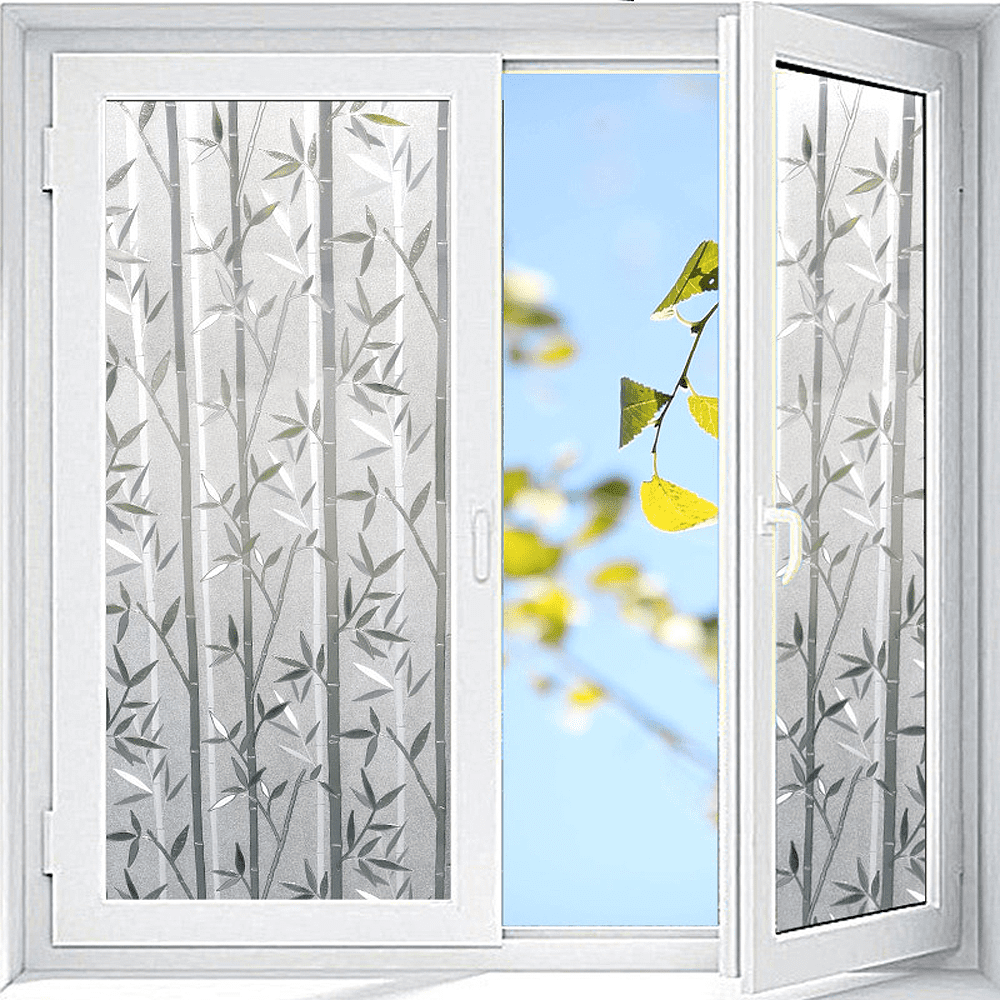 Window Films - Static Adhesive for Bedroom Kitchen Door Cabinet, Bamboo - 45 X 3
