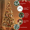 thumbnail image 4 of Alden Design 7.5ft Pre-lit Frosted Artificial Christmas Tree with Pinecones, Green, 4 of 8