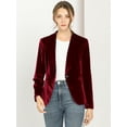 thumbnail image 2 of Abrigo De Oficina Para Mujer Chaqueta De Terciopelo Con Botones Y Cuello Chal Sólido Vino rojo S, 2 of 7