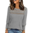 thumbnail image 2 of Womens Sweater Womens Lace Long Sleeve Shirt Fall Top Fashion Dreesy Casual Tunic Sweaters Mesh Clothes Trendy Work Cute Outfits, 2 of 5