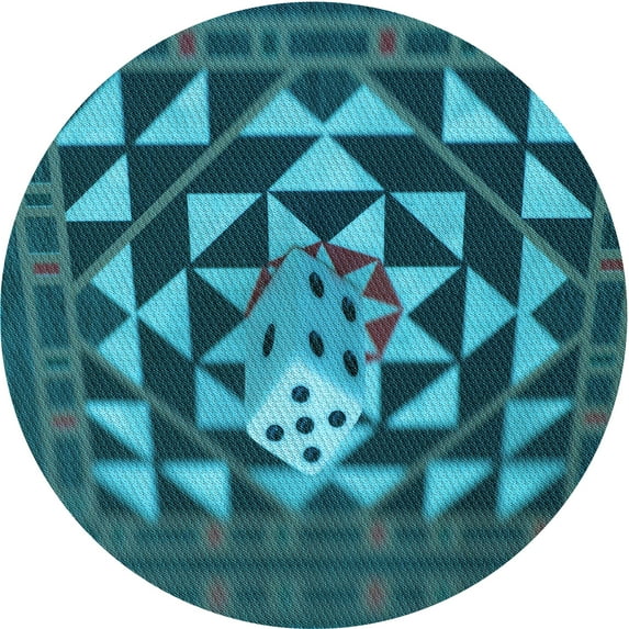 Ahgly Company Indoor Round Patterned Dark Turquoise Green Area Rugs, 7' Round