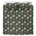 thumbnail image 1 of Flores de Navidad Juego de cama (3Pcs), Verde Rojo Una funda nórdica y dos almohadas, 1 of 9