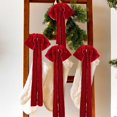 thumbnail image 4 of Burgundy Christmas Velvet Ribbon Bow Big Tassel Holiday Tree Topper Retro Original Edge Bow Suitable for Christmas Tree 8pcs Christmas Velvet Ribbon Bow Big Tassel Holiday Tree Topper Retro Origi, 4 of 5