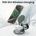 thumbnail image 2 of 3-in-1 Magnetic Wireless Charger With Dynamic LED Lighting, 15W Fast Charging For IPhone Samsung AirPods, Adjustable 360° Foldable Design & Smart Safety Protection, 2 of 7