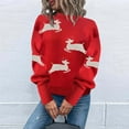 thumbnail image 2 of Chandail de Noël pour Femmes, Chandail en Molleton Chaud et Moelleux, Col Rond, Cardigan de Mode, Mignon, Imprimé Graphique, Tricoté, Doux, Fermeture Mi-Longue, 2 of 7