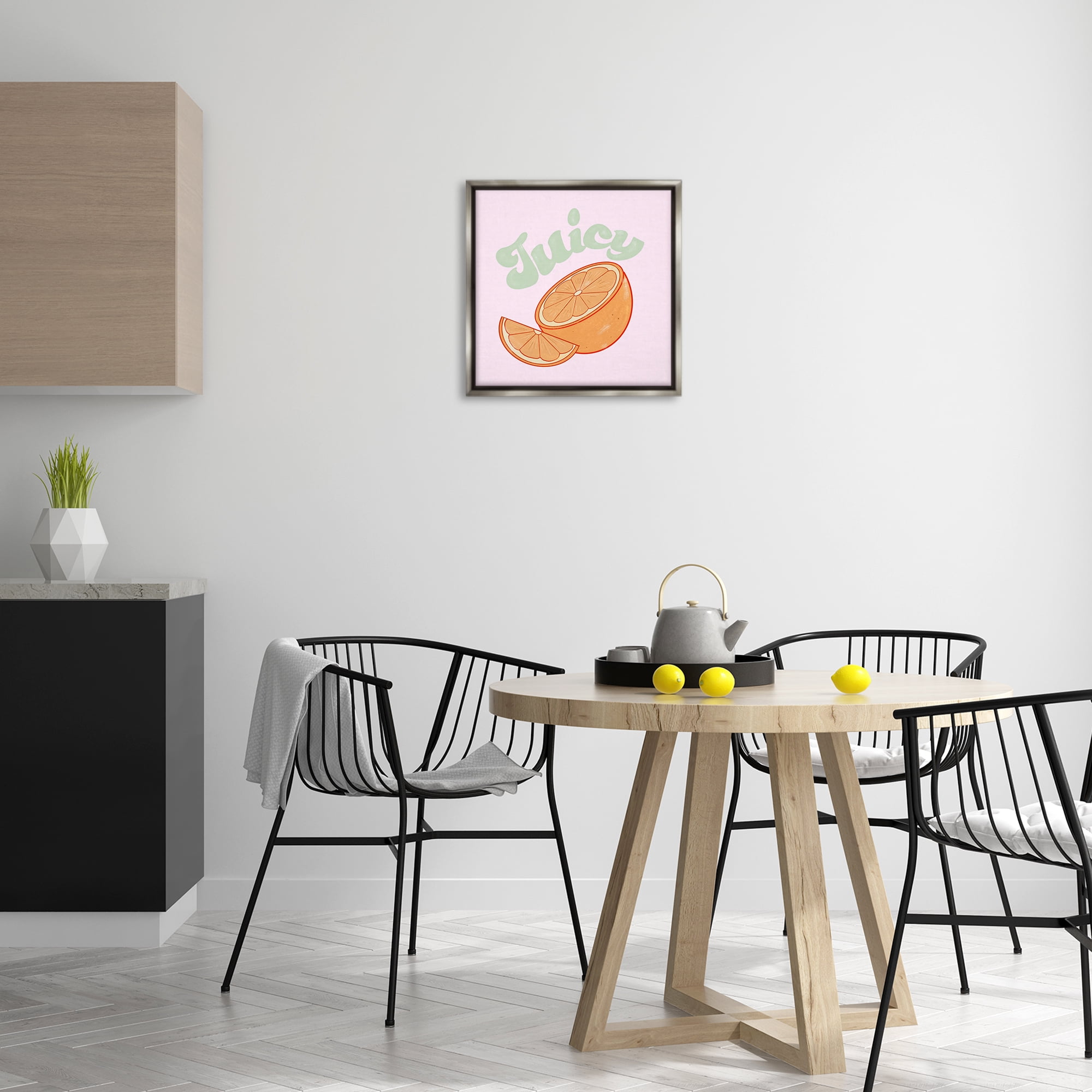 Stupell Industries Juicy Citrus Slice Food & Beverage Painting Gray Floater Framed Canvas Art Print Wall Art, 18 x 18