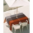 thumbnail image 2 of Outdoor Tablecloth with Umbrella Hole, Burnt Orange Grey Spillproof Waterproof Outdoor Table Cover, Vintage Stripe Farmhouse Wood Grain Patio Tablecloths for Party Picnic Camping, Rectangle 60"x120", 2 of 9