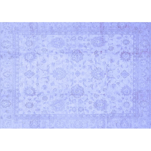 Ahgly Company Machine Washable Indoor Rectangle Oriental Blue Traditional Area Rugs, 7' x 10'