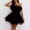 X-238Black, variant on YMNXA Womens Dress Off Shoulder Solid Color Bow Design Mesh Elegant Comfortable Mini Dresses For Party Black L