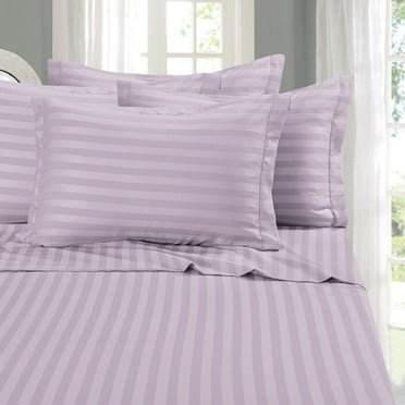 Wrinkle-Free 6-Piece STRIPE Sheet Set, California King, Lilac