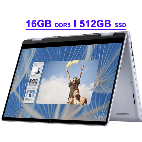 Dell Inspiron 14 7445 Premium 2-in-1 Laptop 14" WUXGA ComfortView Touchscreen AMD 6-core Ryzen 5 8640HS 16GB DDR5 512GB SSD Backlit Fingerprint Wi-Fi6E FHD Camera Win11 Copilot AI