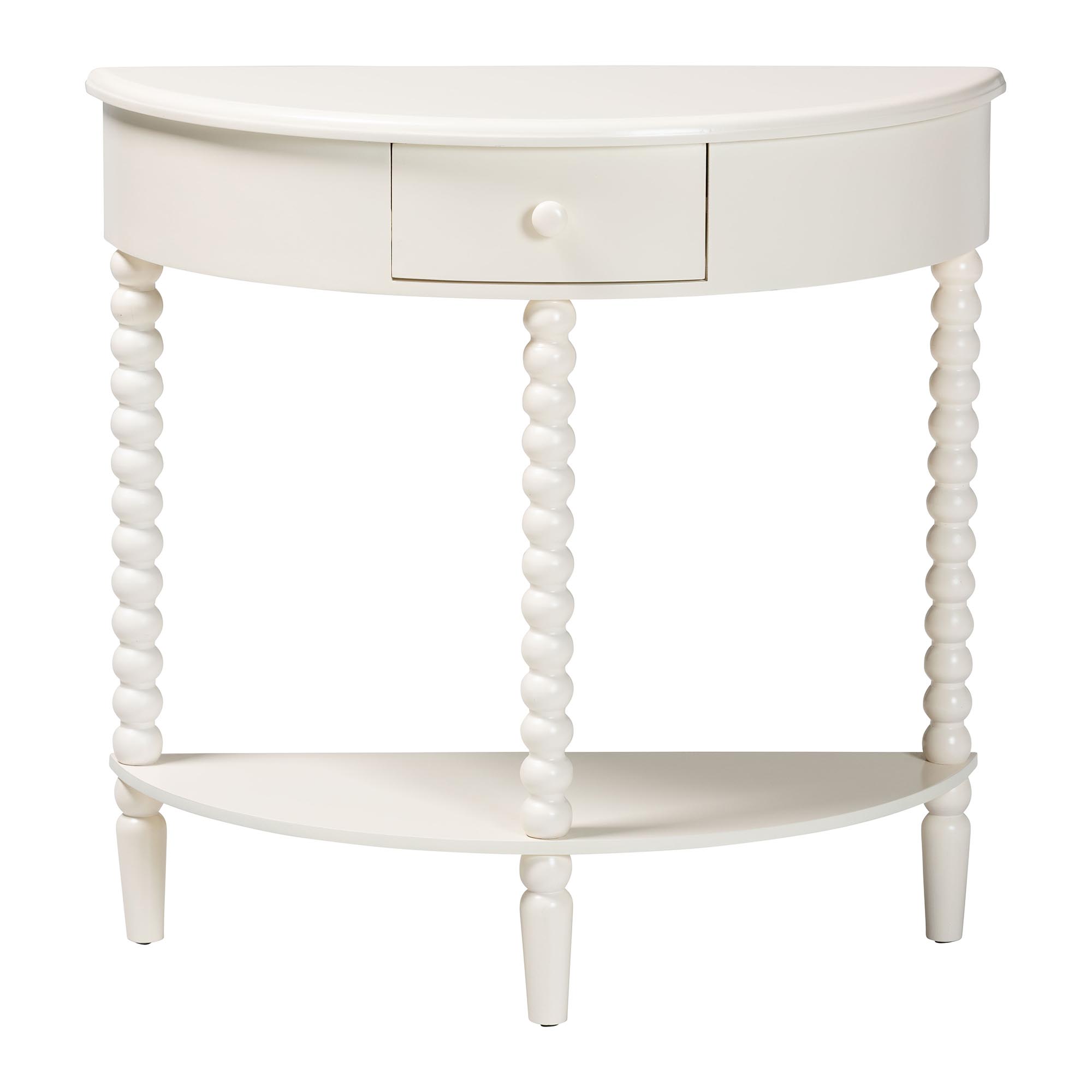 Baxton Studio Raynera Mid-Century Console Table, 1-Drawer, White