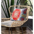 thumbnail image 3 of Pastel Floral Squares Indoor/Outdoor Pillow in Muted Blue Hot Orange 28x28, 3 of 4