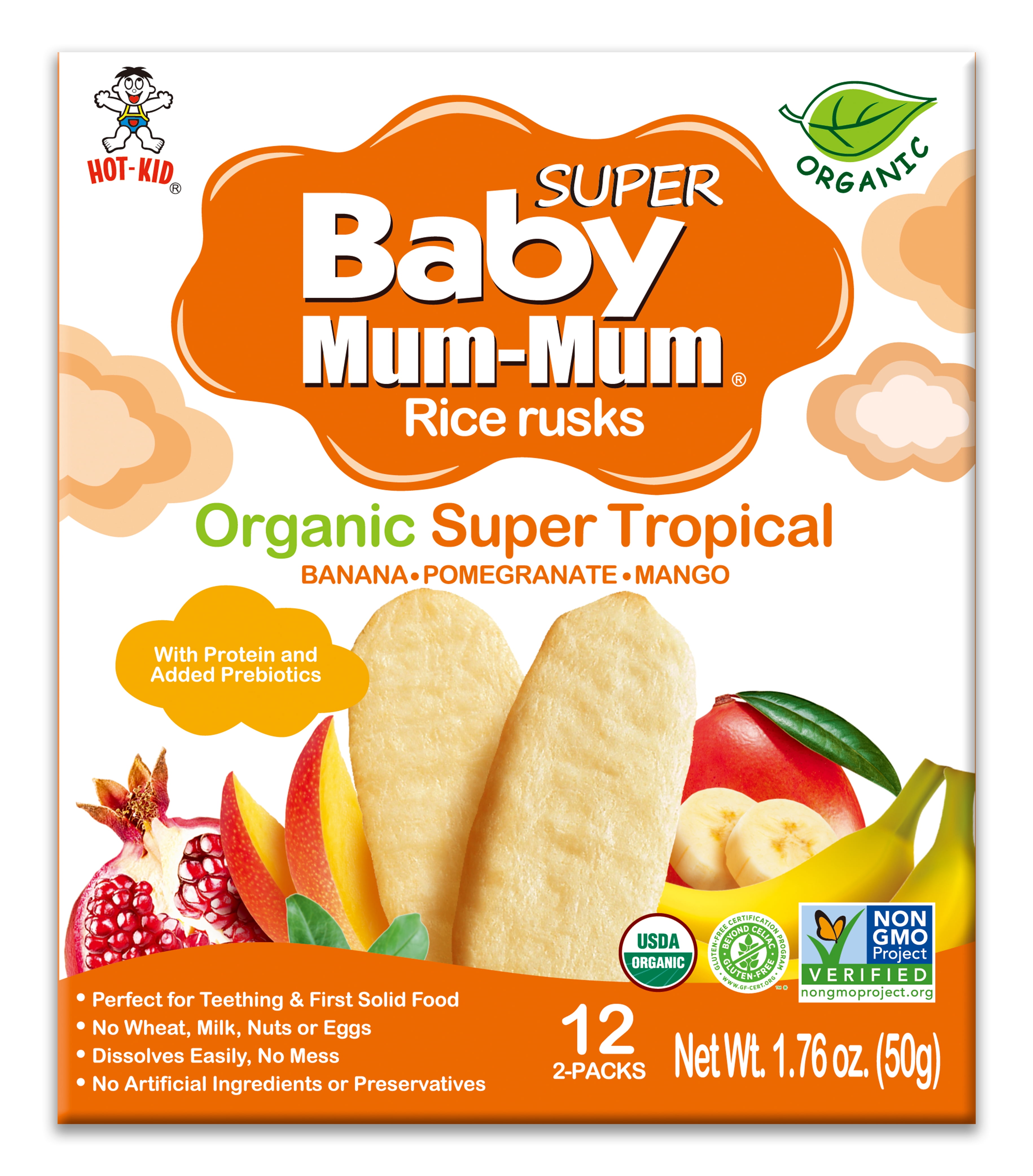 Baby Mum-Mum Organic Super Tropical Rice Rusks - 6 Boxes
