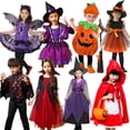 thumbnail image 2 of Disfraz de bruja de Halloween para niñas pequeñas, disfraz de princesa vampiro para niños, ropa de vestir para niños con sombrero, regalo de fiesta de carnaval, 2 of 5
