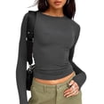 thumbnail image 2 of Camiseta tipo túnica ajustada,Camisa de cuello redondo para mujer Camiseta informal ajustada para mujer Camiseta de color puro para mujer Eleva tu experiencia, 2 of 7