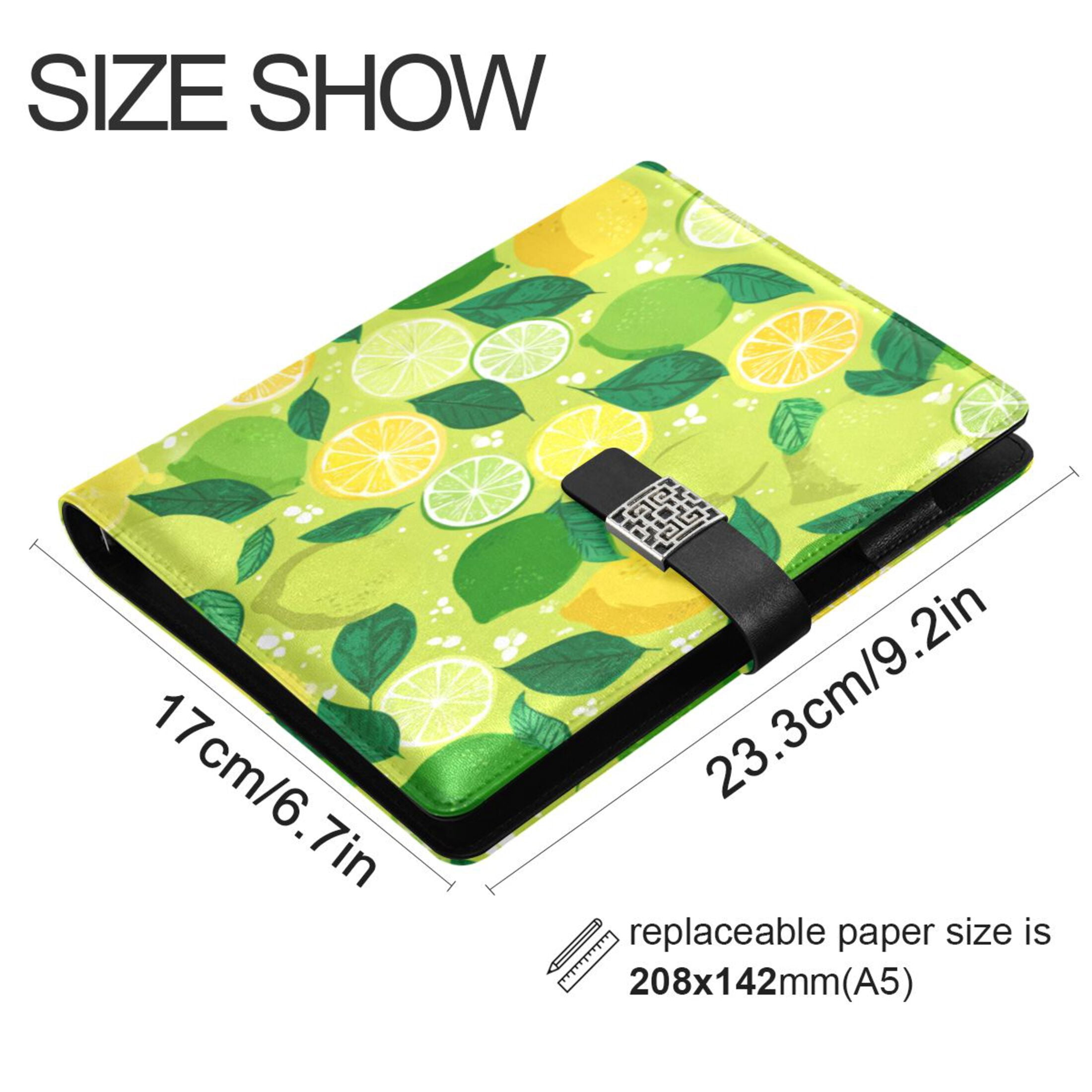 Leather Planner Leather Notebook Notebook Journal Binder Design Pen Pocket Design Convenient for Storage Cute Lemon