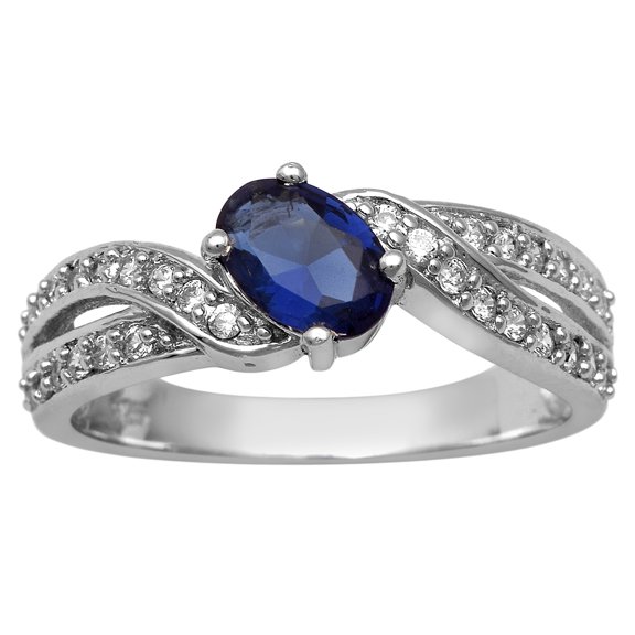 Cluster 6X4 MM Oval Natural Blue Sapphire 925 Sterling Silver Mother's Day Gift Ring