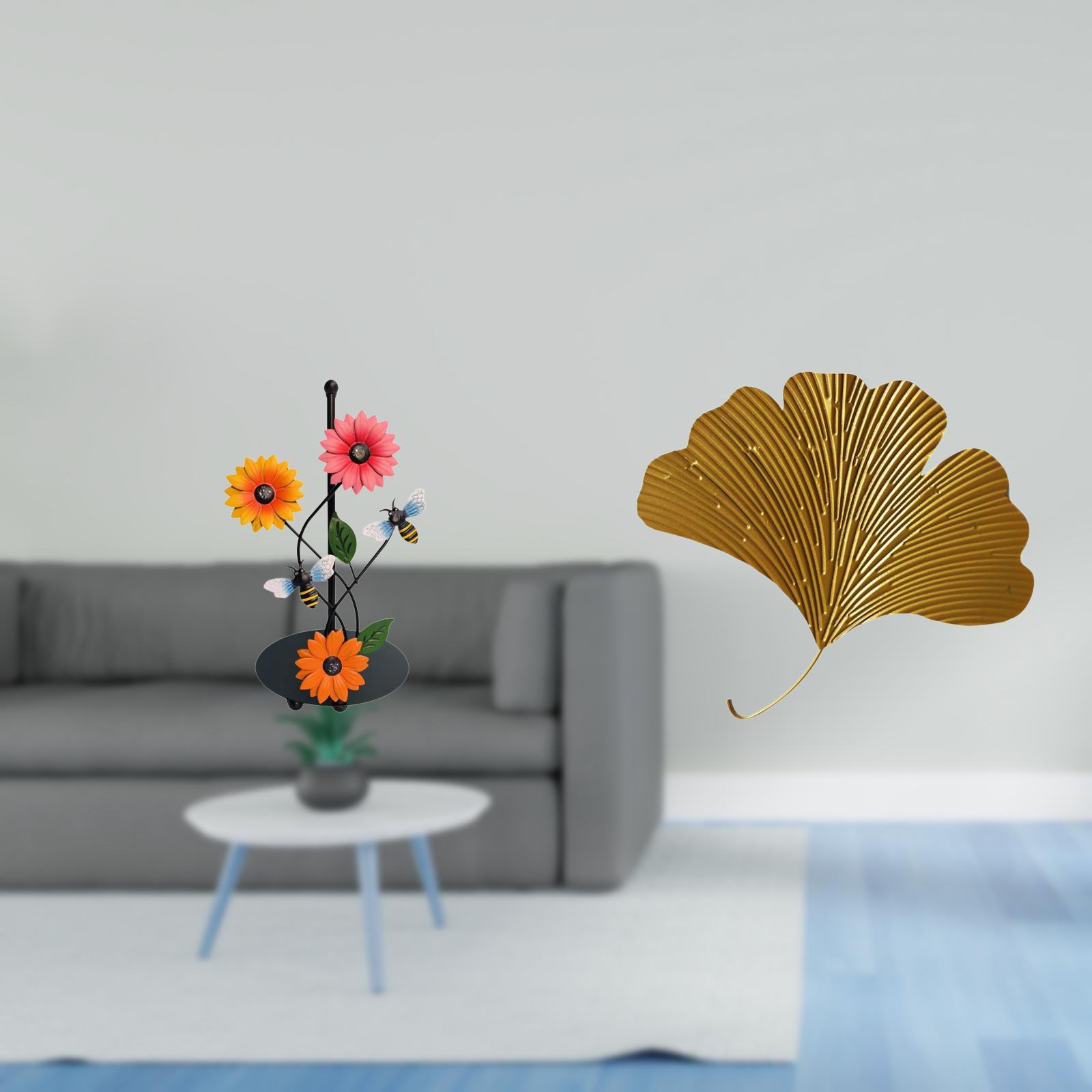 Fiocias Ginkgo Leaves Paper Towel Holder Vertical Tissue Rack Wrought Iron Wall Decor Abstract Sculpture for Home Living Room Office Hotel Dining Room Restaur