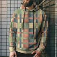 thumbnail image 3 of Sudaderas con capucha con patrón de cuadros para hombres, jerséis con estampado 3D de bloques de Color, Tops de calle Unisex, sudaderas sueltas, 3 of 5