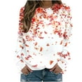 thumbnail image 2 of CLOISE Sweatshirts for Women Floral Graphic Pullover Sweatshirts Crew Neck Long Sleeve Hoodies Shirts Orange Raglan Basic Tops Fall Casual Preppy Clothes XL, 2 of 5