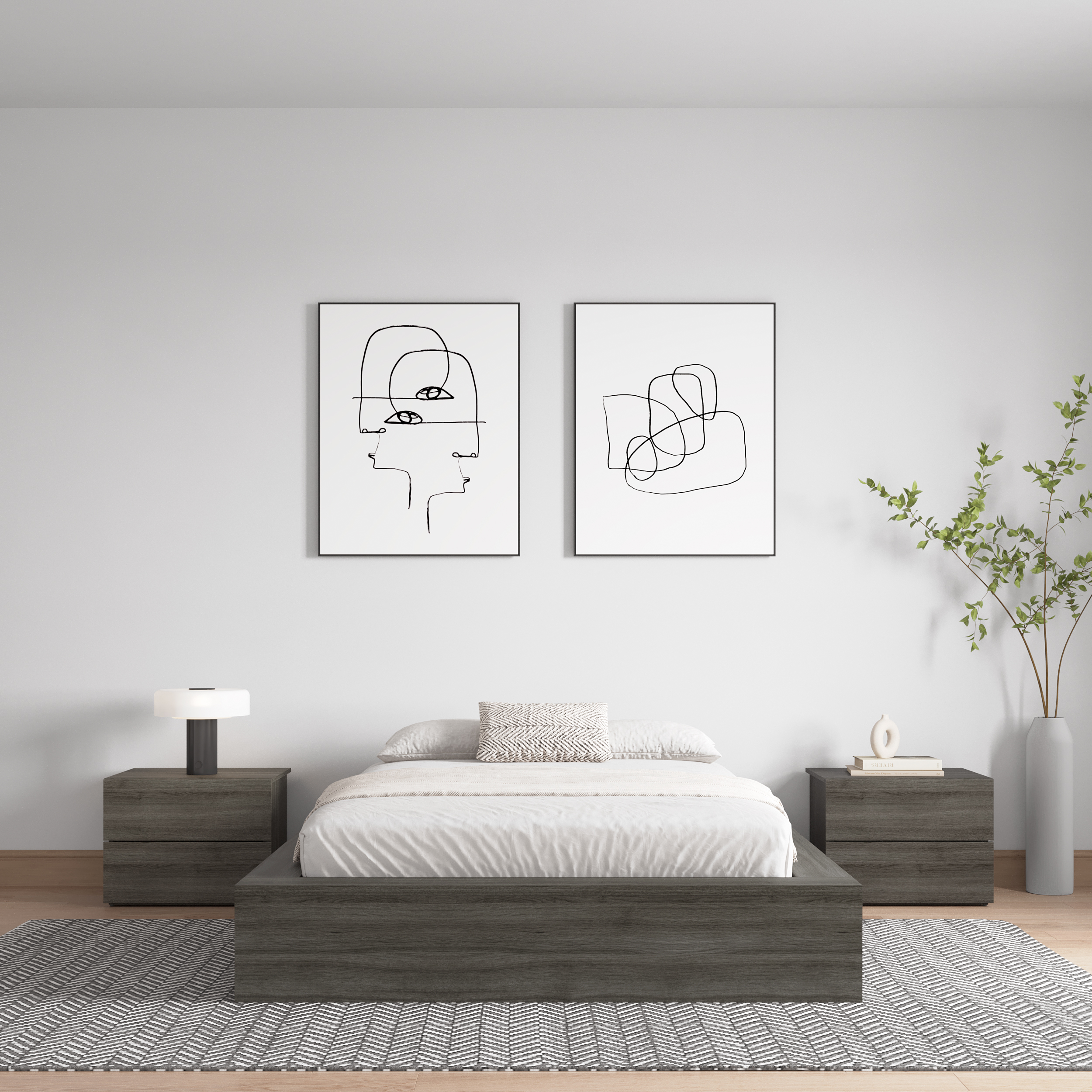 Nexera James Full Size Platform Bed Frame, Gray