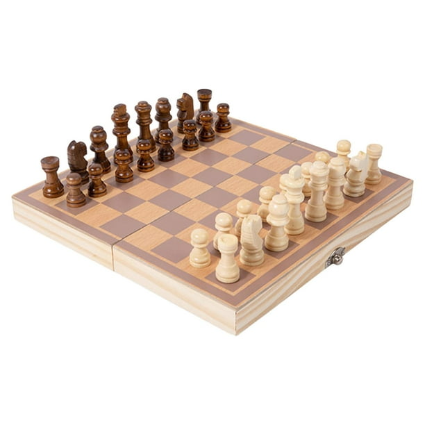 Juego de ajedrez de madera Juego de ajedrez de ajedrez portátil portátil, juego de ajedrez para principiantes para viajes, familia, reunión de reunión