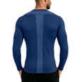 thumbnail image 4 of hoksml Men's Raglan Long Sleeve Compression Shirt, Crew Neck Back Mesh Panel Slim Cut Quick Dry Athletic Base Layer in Solid Colors, 4 of 8
