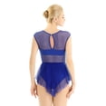 thumbnail image 2 of TiaoBug Women Lyrical Dance Costumes Asymmetric Ballet Leotard Dress Cut Out Gymnastics Dancewear Blue Small, 2 of 6