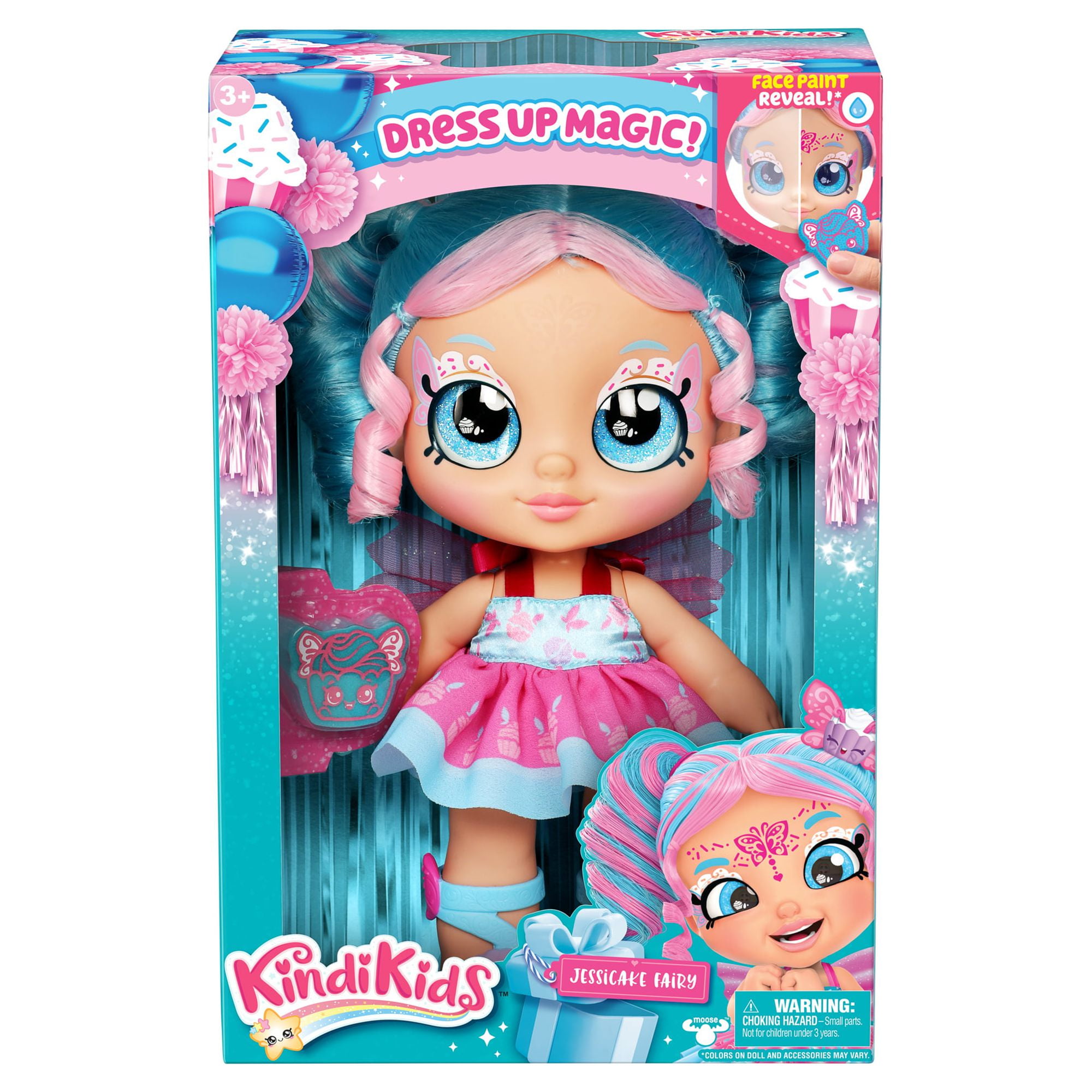 Kindi Kids Dress Up Magic Jessicake Fairy Toddler Doll with Face Paint Reveal, Ages 3+