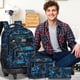 thumbnail image 2 of Mochila con ruedas FTJCF, 3 unidades, para niños, hombres y adultos, color azul, 2 of 9