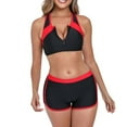 thumbnail image 3 of Perfectbot Women's Sporty Bikini Set, Color Block Two-Piece Swimsuit with High Waisted Boyshorts, 3 of 7