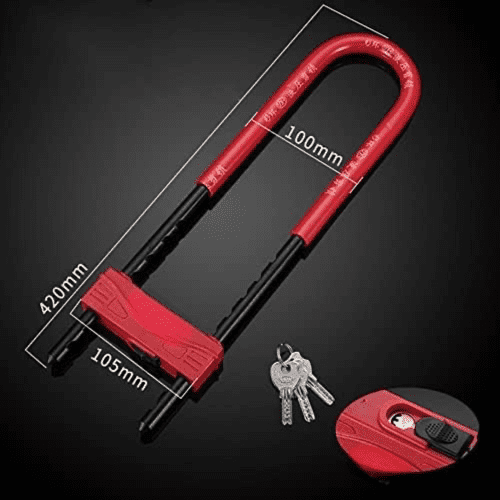 U Lock-Bicycle Combination U-Lock - Four Position Combination Padlock - Long Shackle Padlock - with Adjustable Shackle - Suitable for Bicycles, Electric Bikes, Mountain Bikes, Glass Doors