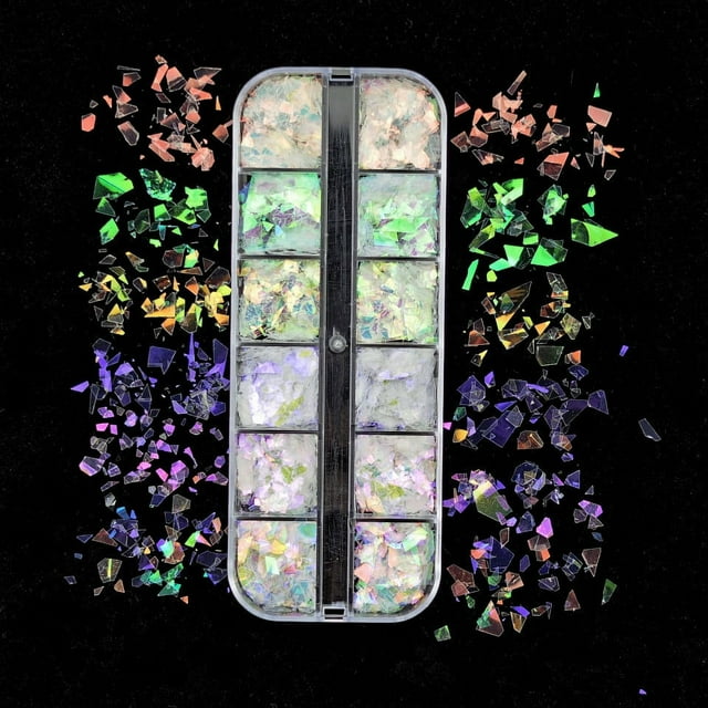 12 cajas de lentejuelas holográficas para uñas, pegatinas de purpurina coloridas ultrafinas en escamas, para decoración de uñas, festivales cosméticos