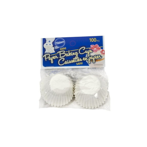 Pillsbury White Mini Paper Baking Cups, Mini Baking Cups, 100 Pack