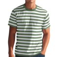 thumbnail image 2 of Mens Short Sleeve T-Shirts Striped Casual Crewneck Basic Shirt Color Block Stretch Summer Beach Tees Green M, 2 of 4