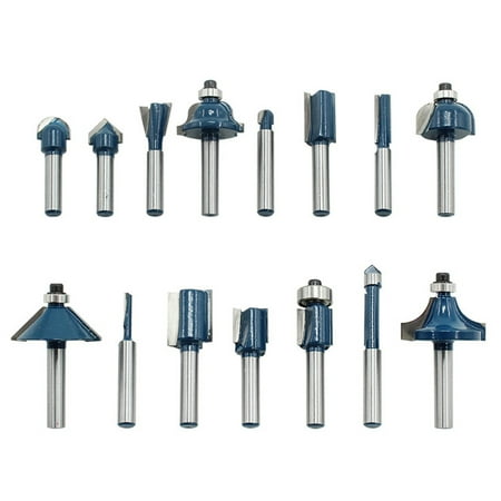 

15PCS 1/4 Inch Shank Woodworking Milling Cutter Bits Set Trimming Machine Engraving Machine Accessories Set with Storage Box