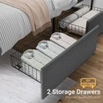 thumbnail image 4 of BeesClover Queen Upholstered Bed Frame with Headboard & Storage - Platform Foundation with 2 Drawers, Footboard, and Steel Slat Support. No Box Spring Needed, 4 of 7