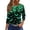 Green, variant on Halloween Womens 3/4 Sleeve Top - Relaxed Round Neck Tee with Seasonal Print, Great Fall Blouse for Parties, Errands & Cozy Autumn Days,Coffee L