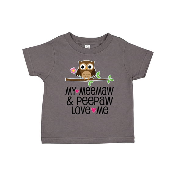 Inktastic My Meemaw and Peepaw Love Me Grandchild Owl Girls Toddler T-Shirt