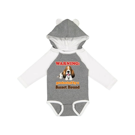 Inktastic Protected by a Basset Hound Funny Dog Boys or Girls Long Sleeve Baby Bodysuit