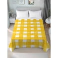thumbnail image 2 of Twin XL Size Flat Sheet Only, Yellow Plaid Soft Brushed Microfiber Bed Sheets, Watercolor Grid Checker Gingham Farmhouse Hotel Quality Breathable Bedding Top Sheet, Easy Care, 66"x102", 2 of 9