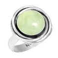 thumbnail image 1 of 925 Sterling Silver Ring For Women - Teens Green Genuine Prehnite Gemstone Silver Ring Size 5 Costume Silver Ring Size 5 Cocktail Party Gift For Sister 925 Silver Gemstone Jewelry, 1 of 6