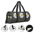 thumbnail image 5 of Xecao Keep Life Simple Daisy Flower print Round Travel Duffel Bag is a foldable gym bag with an inner pocket, perfect for travel sports, 5 of 8