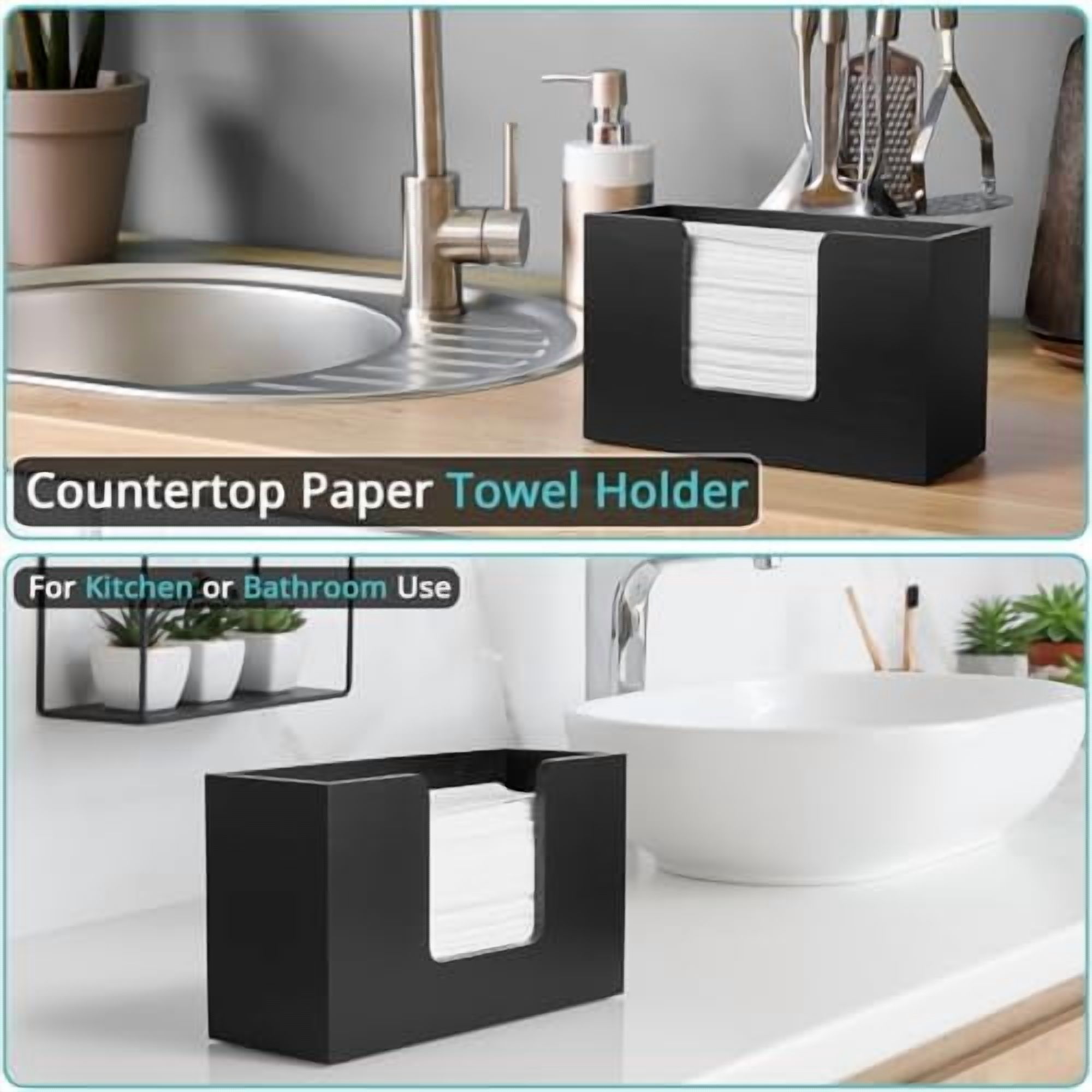 Countertop Hand Towel Dispenser - Wooden Paper Towel Holder for Bathroom, Kitchen & Toilet, Folds C/Z/Trifold