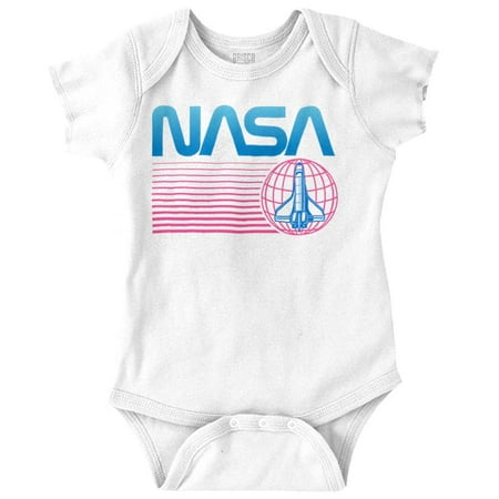 

Vaporwave NASA Worm Logo Shuttle Romper Boys or Girls Infant Baby Brisco Brands 12M