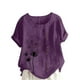 thumbnail image 1 of Vestidos Casuales Para Mujer, Blusas De Mujer De Moda Blusa informal de lino con cuello redondo, manga corta y botones para mujer, 1 of 4